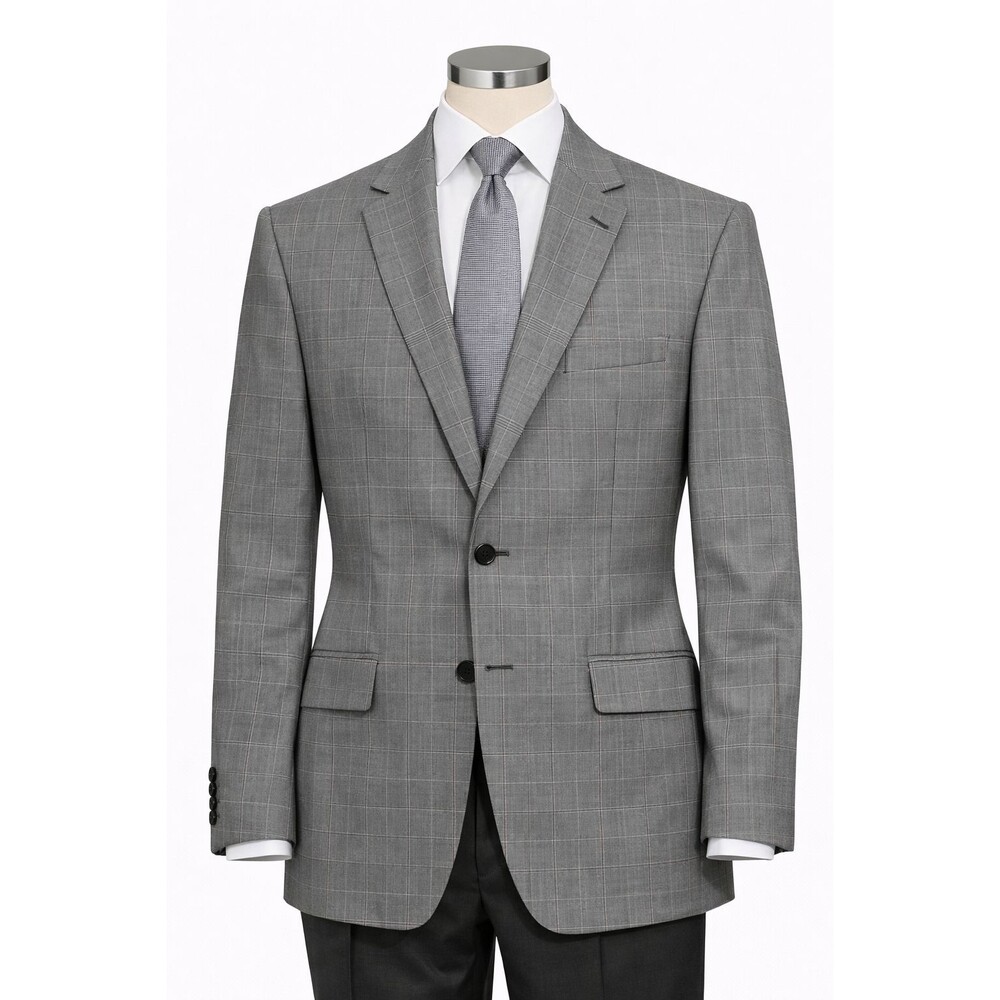 Size-Large Banana Republic Italian Fabric Blazer 44R Gray Windowpane Mens Coat